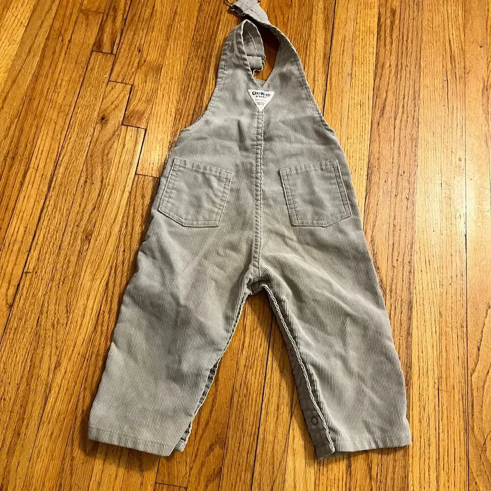 Oshkosh B Gosh Vintage Overalls Infant Toddler 24 Month Gray Corduroy USA